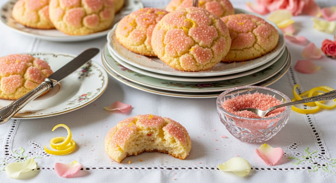 Vanilla Rose Lemon Sugar Cloud Cookies 