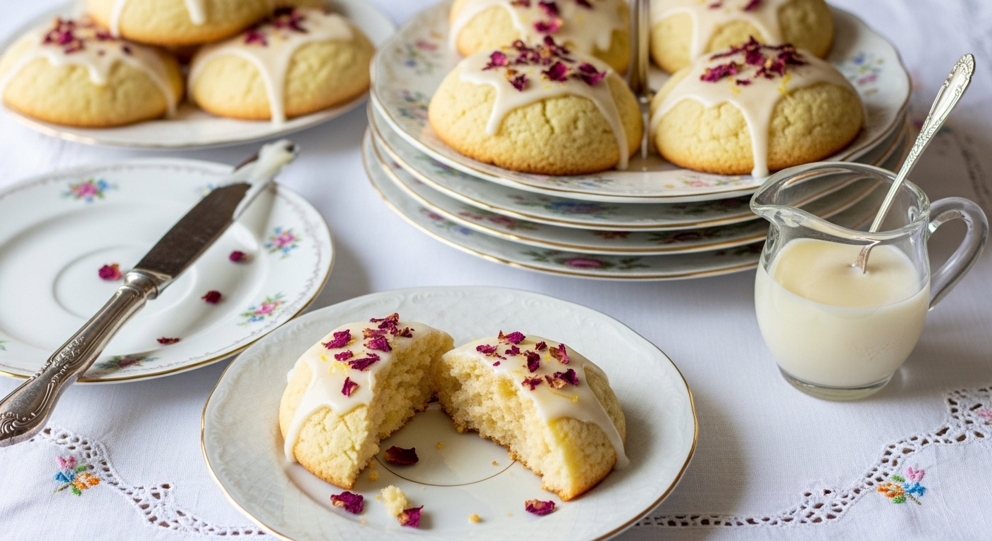 Vanilla Rose Lemon Tea Cake Cookies