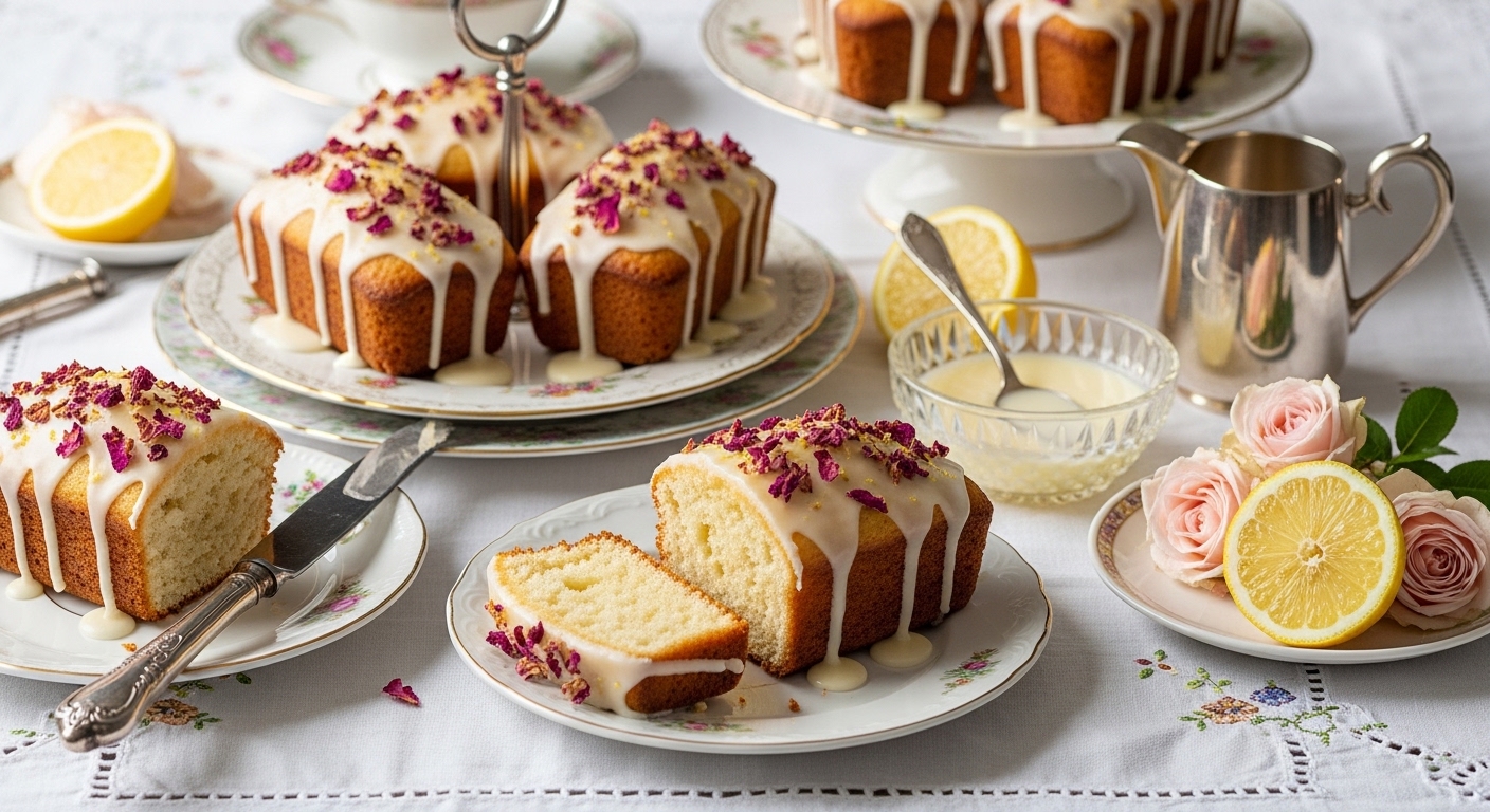 Vanilla Rose Lemon Cream Mini Loaf Cakes